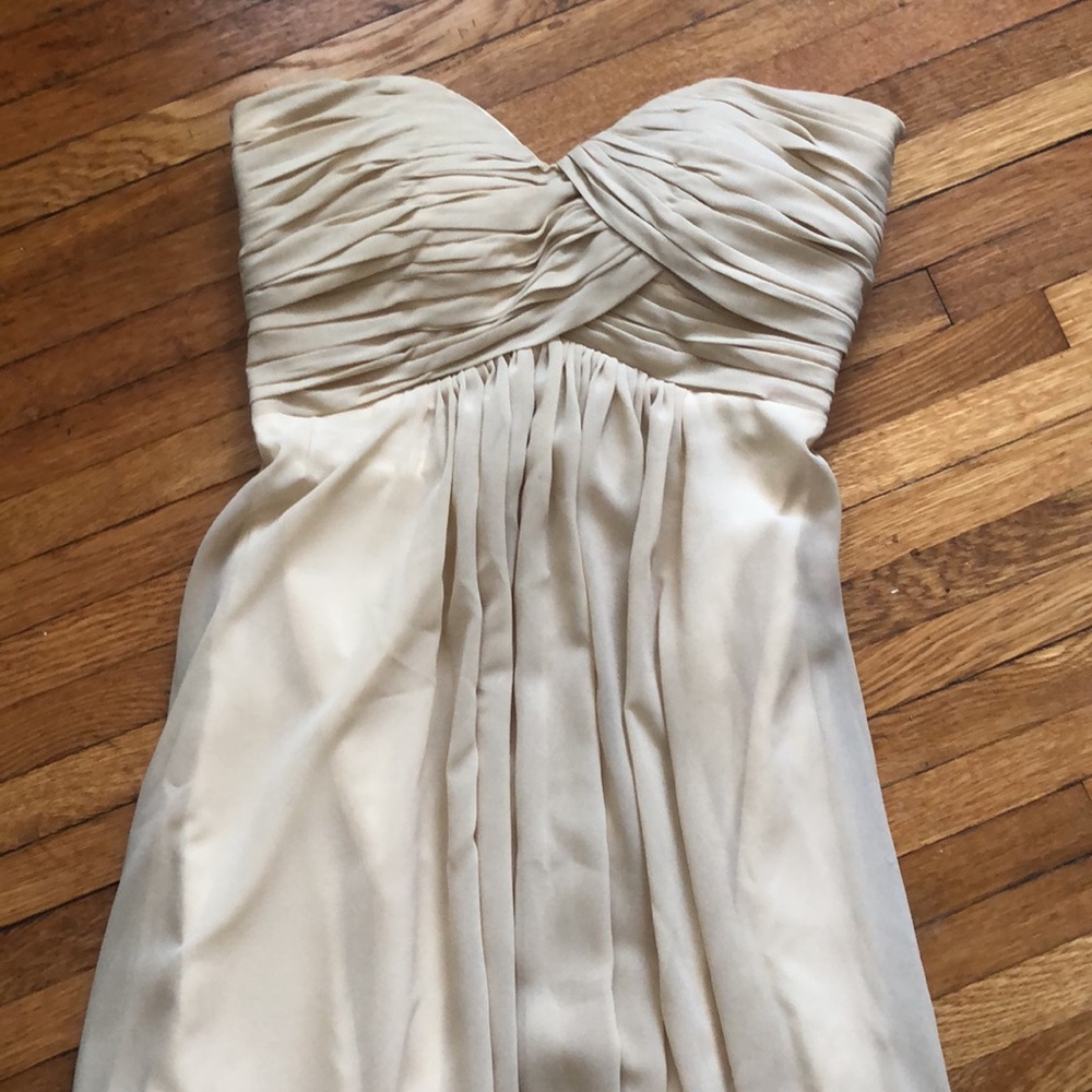 Beige/nude strapless bridesmaid dress